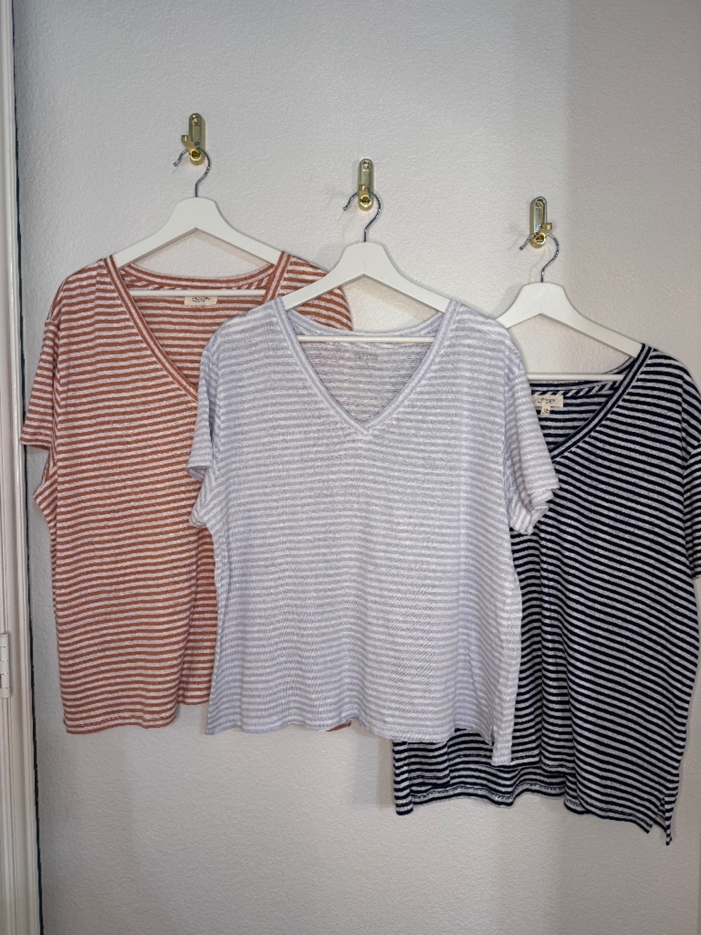 BUNDLE of 3 - 100% Linen Haven Well Within Striped V-Neck Tee - XL/XXL